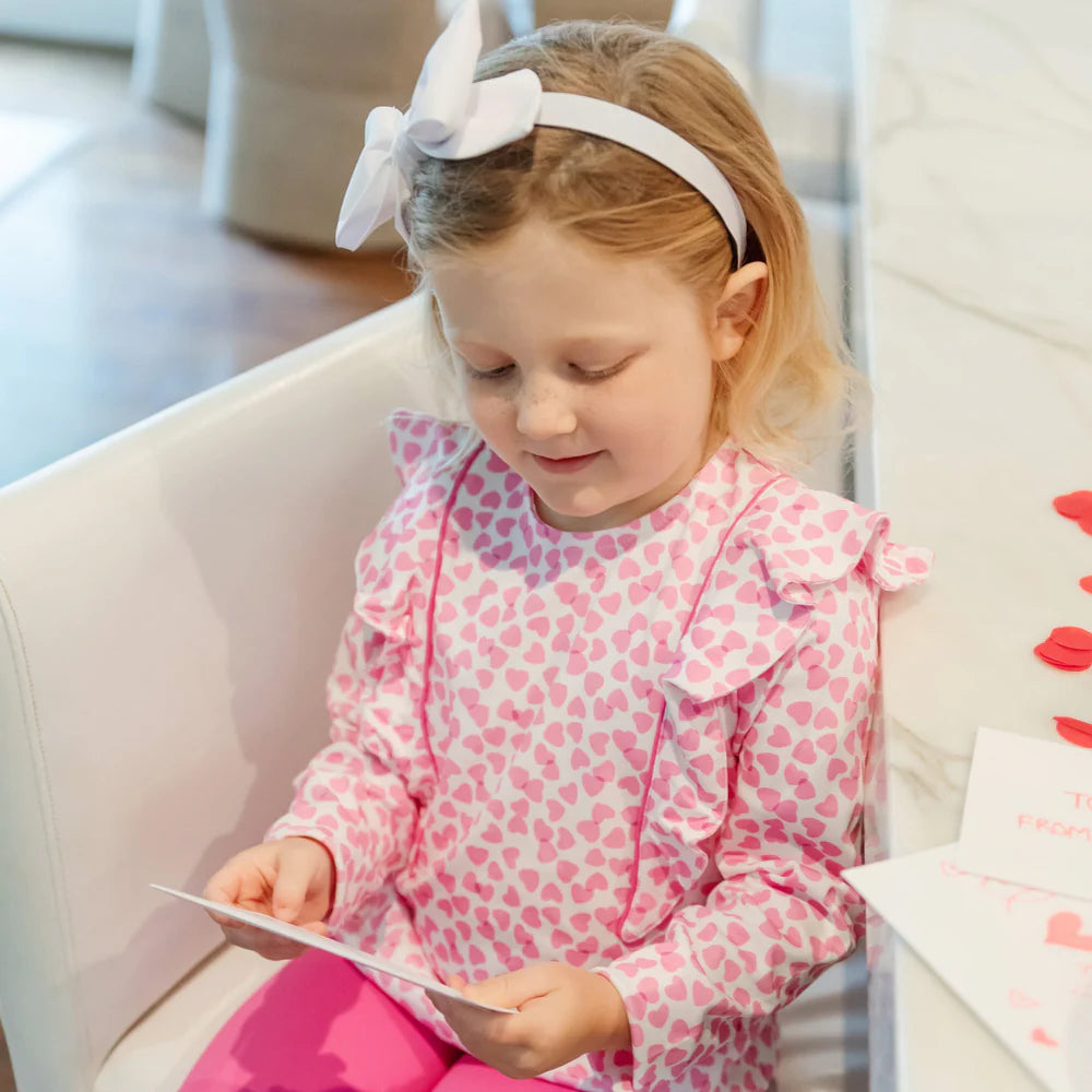 Olive Set Girls' Legging Set - Confetti Hearts Pink