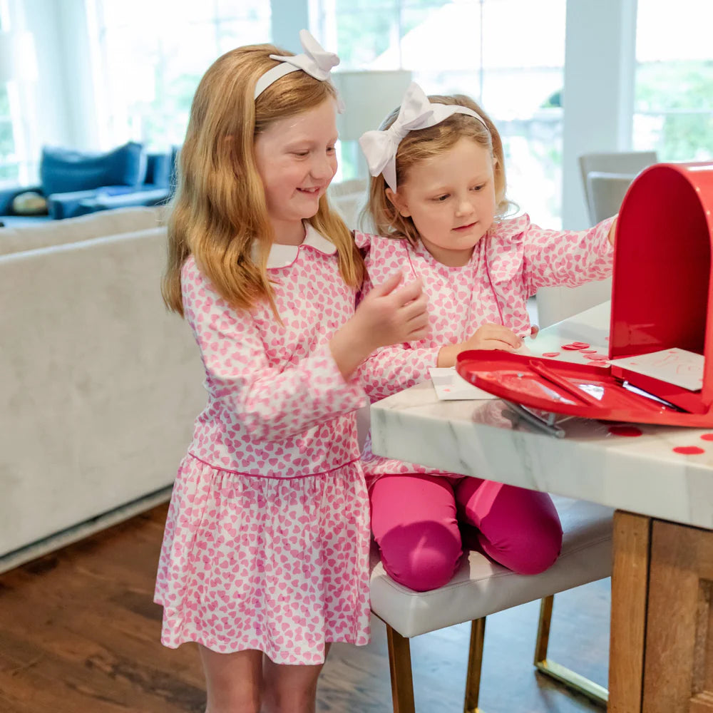 Olive Set Girls' Legging Set - Confetti Hearts Pink