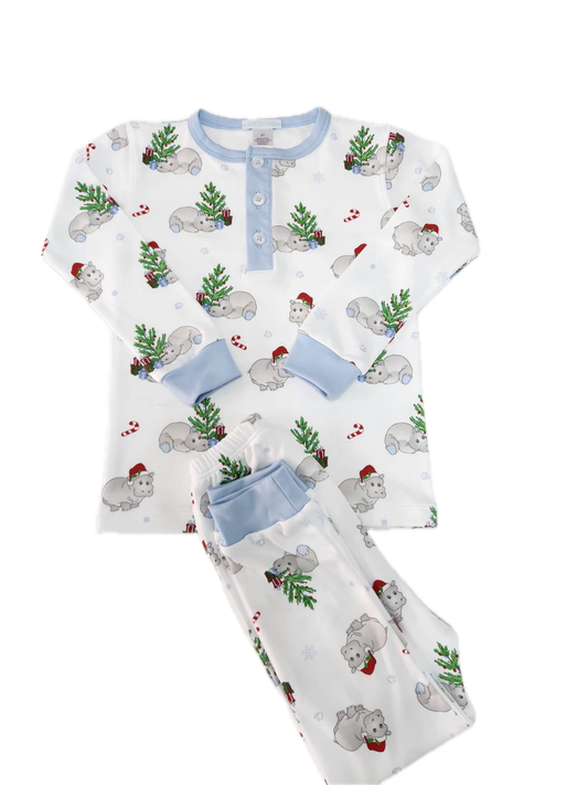 Pima Christmas Hippo PJ Set
