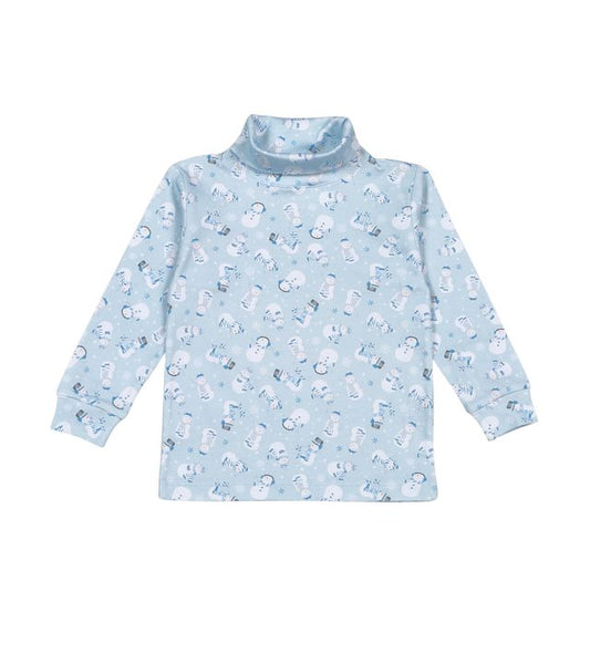 Polar Pals Snowmen Pima Turtleneck - Blue