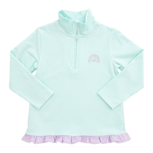1/4 Zip Ruffle Pullover - Rainbow