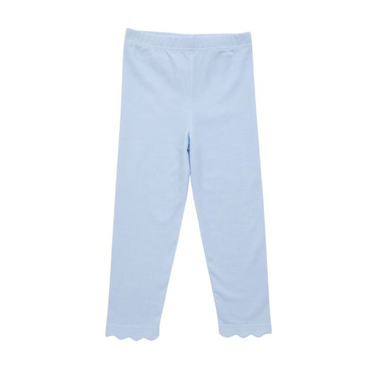 Scallop Leggings - Light Blue Micro Gingham