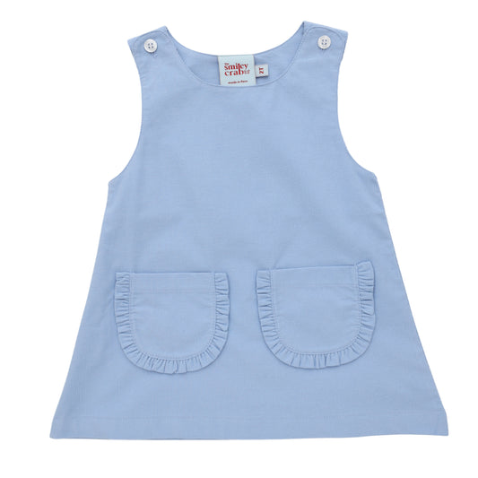 Light Blue Cord Ruffle Pocket Jumper