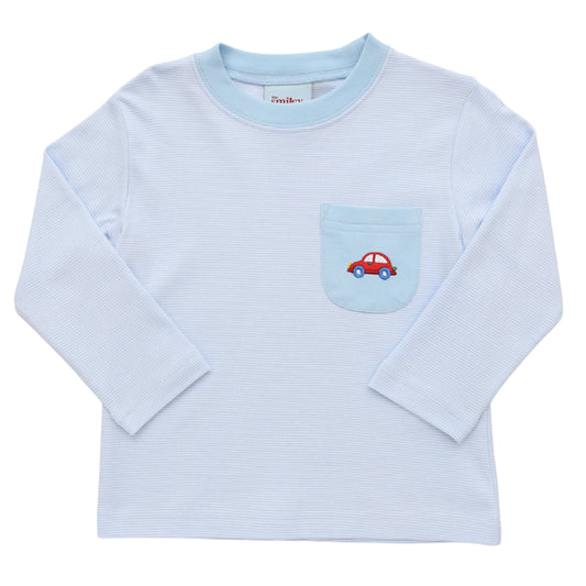 Light Blue Stripe Car Pocket Shirt