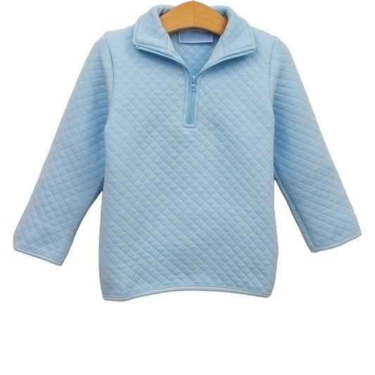 1/4 Zip Quilted Pullover - Light Blue