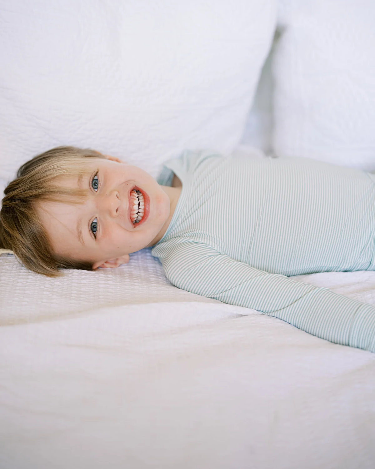 Mini Stripe 2 Piece Pajama Set -  Pistachio Green