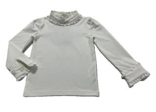 Mary White LS Ruffle Collar Top