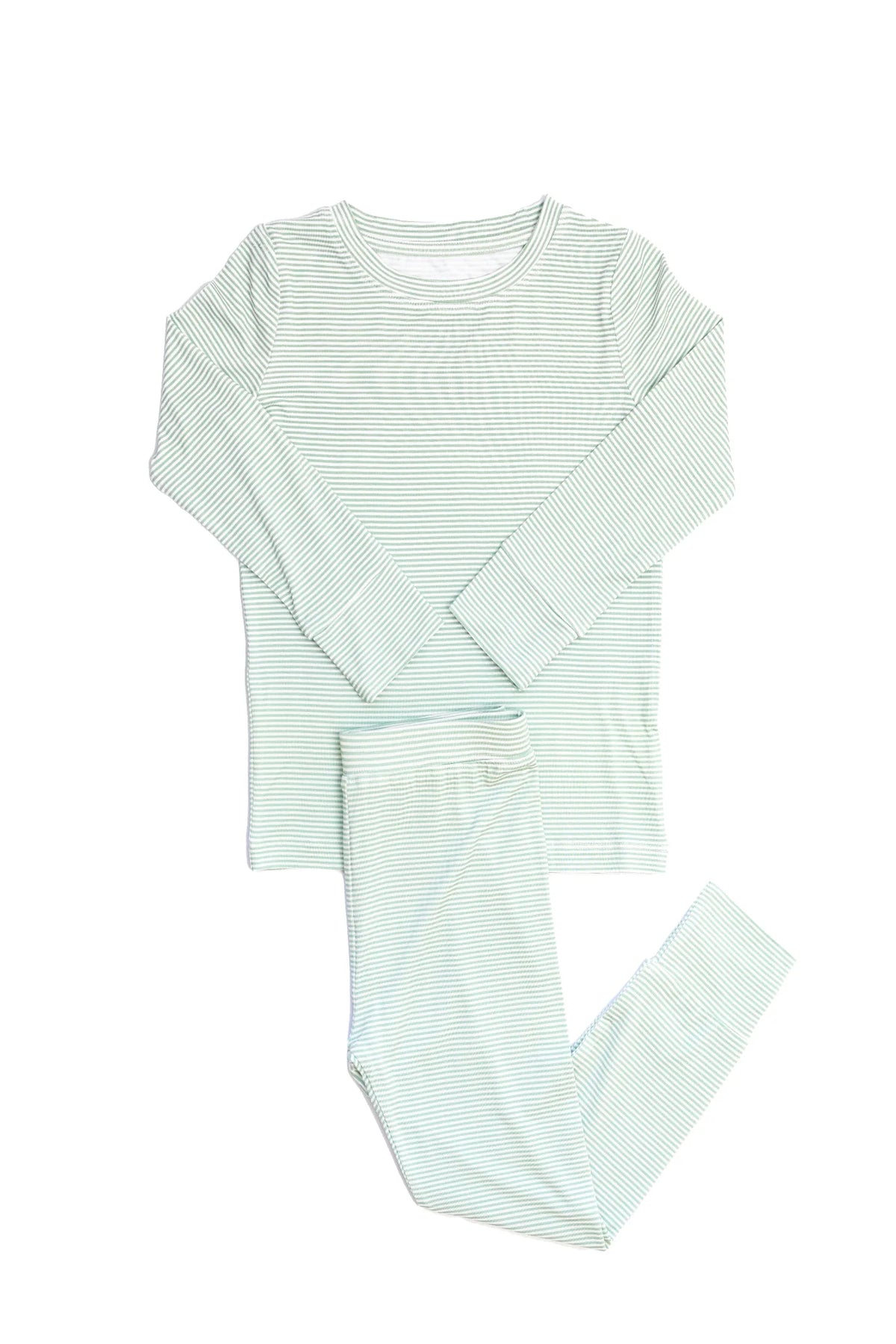 Mini Stripe 2 Piece Pajama Set -  Pistachio Green
